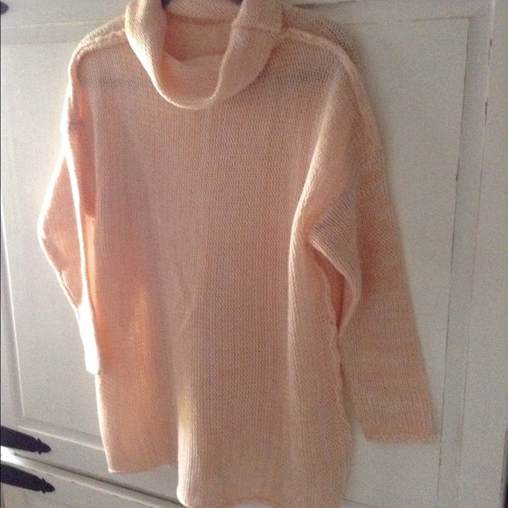 Hand Made Marled Peach/ White  Cowl Neck Top S